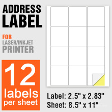 Adhesive A4 paper blank laser 12 sheets sticker labels